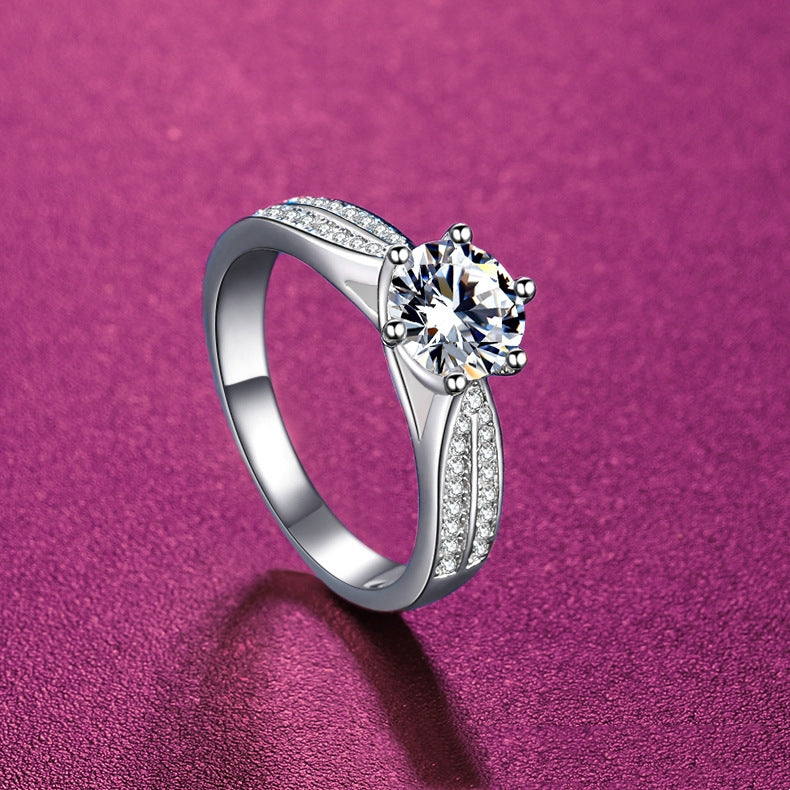 925 الفضة ثمانية قلوب ثمانية سهام D اللون حجر موسانغ خاتم الماس الإناث