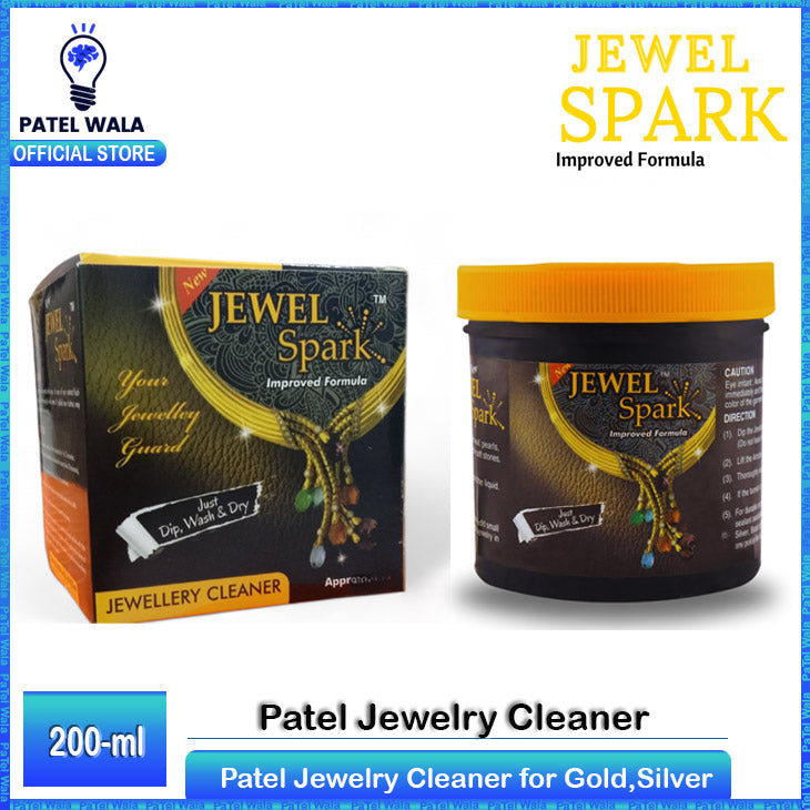 Patel Jewelry Cleaner for Gold, Diamond, Platinum, Silver & Precious Stones - Anti-Tarnish Liquid Cleaning Solution with Brush, Basket & Polishing Cloth - Restores Shine & Brilliance (100ml, 200ml, 500ml) - Safe, Gentle & Reusable for Deep Jewelry Cleanin