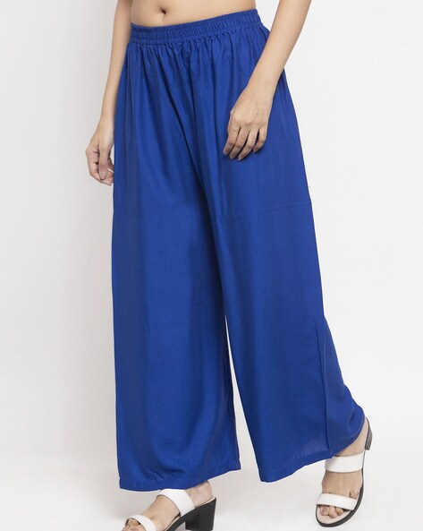 100% Pure & Soft Viscos Rayon Palazzo Trousers for Women Bottom Adult Pajama Pant Viscose Palazzo Pants Regular Fit Flared Palazoo Pants Daily Use Stylish Plain Plazoo Trendz Cotton Viscose Loose Fit Flared Wide Leg Palazzo Plazo - (Free Size)