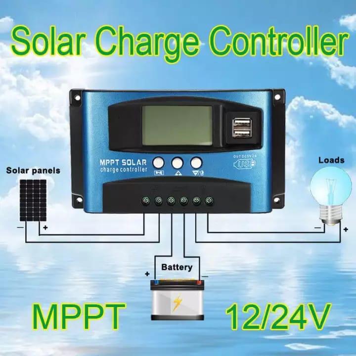 Solar Charger Controller, 40/50/60/100A PWM Solar Panel Battery Intelligent Regulator Charge Controller 12V/24V with Dual USB Port and LCD Display All Amp Controller Available 10A 20A 30A 40A 50A 60A 70A 80A 90A 100A SoLar Panels Controller