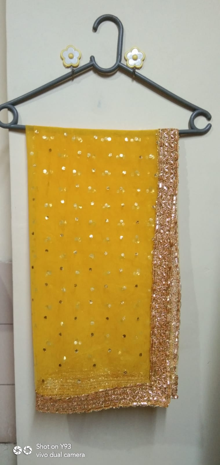 Net Dupatta with 4-Side Gota Lace | Dyeable with Golden Border | Available in Black, Red, White & More Colors | For Women & Girls