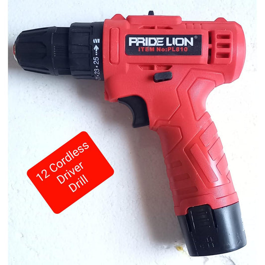 Pride Lion Cordless Driver Drill | Cordless driver drill | Power drill | Lithium-ion drill | Cordless drill kit | Drill/driver combo | Variable speed drill