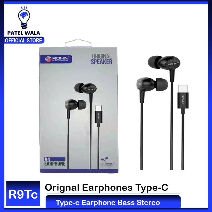 100% Original R9 / R-9 Type C Type-c Handfree High Quality Clear Sound Universal Wired Earphone Bass Stereo In-ear HD Sound Handsfree With Mic for PuBG GAMING