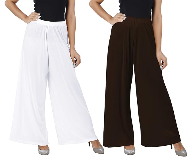 (⭐Pack of 2⭐)100% Pure & Soft Viscos Rayon Palazzo Trousers for Women Relaxed Bottom Adult Pajama Pants Viscose Palazzo Pants Regular Fit Flared Palazoo Pants Daily Use Stylish Plain Plazoo Trendz Cotton Viscose Loose Fit Flared Wide Leg Palazzo Plazo