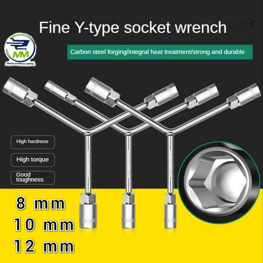 Y Shape Socket Wrench Hexagon Spanner Repair Hand Tool 8mm, 10mm, 12mm, 3 Way Y Shape Socket Wrench