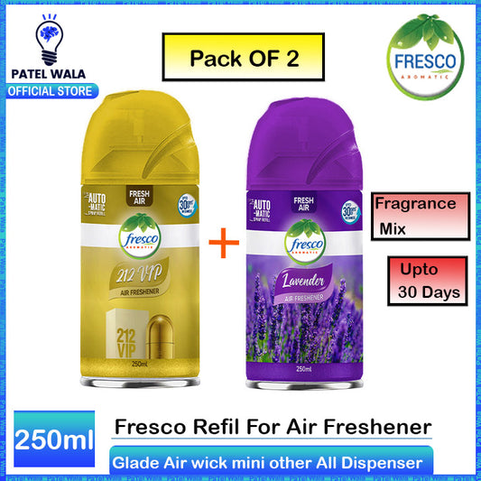 ( Pack of 2 ) Fresco Airwick Automatic Air Freshener Spray | Fresh Random Refill | 250ML Universal Refill for Other Dispensers ~ Patel-wala