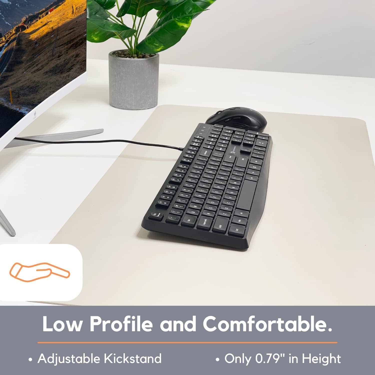 X9 Performance Wired Keyboard - Ultra Slim Full Size Ergonomic Computer Keyboard - Basic USB Keyboard for PC Desktop, Laptop with 5ft Corded Wire, 104 Quiet Keys, 14 Shortcuts, and Kickstand PATELWALA