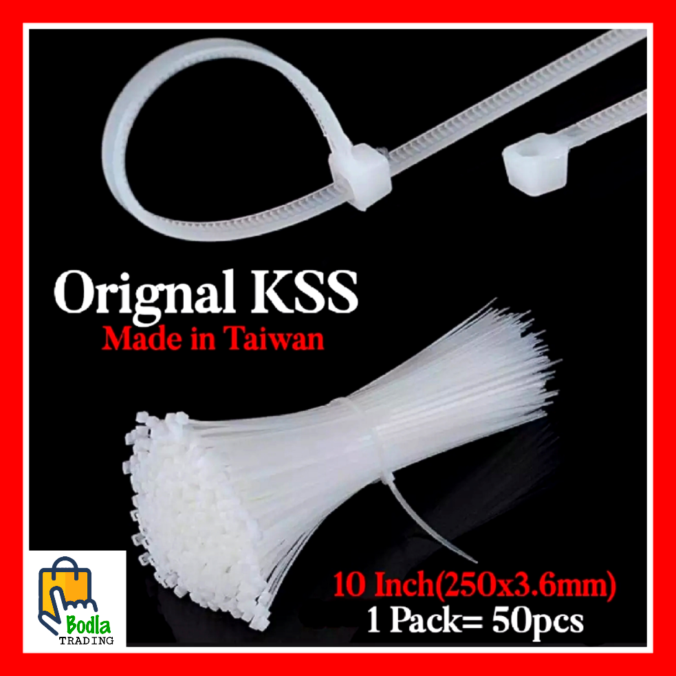 50 Pcs Pack Orignal KSS Taiwan Nylon Cable Zip Ties 4",6",8",10",12" inch Size High Quality