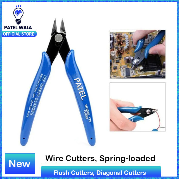 Wire Cutters, Spring-loaded Side Cutters Flush Cutters, Diagonal Cutters Precision Side Cutters, Diagonal Cutting Pliers in CRV Steel, Heavy Duty Cutting Pliers for Electrical, Homes