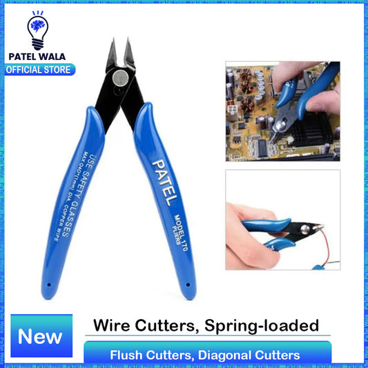 Wire Cutters, Spring-loaded Side Cutters Flush Cutters, Diagonal Cutters Precision Side Cutters, Diagonal Cutting Pliers in CRV Steel, Heavy Duty Cutting Pliers for Electrical, Homes