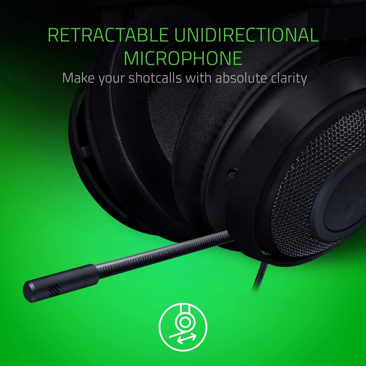 Razer Kraken Gaming Headset: Lightweight Aluminum Frame, Retractable Noise Isolating Microphone, For PC, PS4, PS5, Switch, Xbox One, Xbox Series X & S, Mobile, 3.5 mm Audio Jack – Green