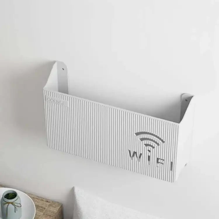 (أبيض) صندوق تخزين رف راوتر واي فاي لاسلكي أسود ورمادي وأبيض منظم جداري مثبت على الحائط سهل التركيب وردي ABS موفر للمساحة
