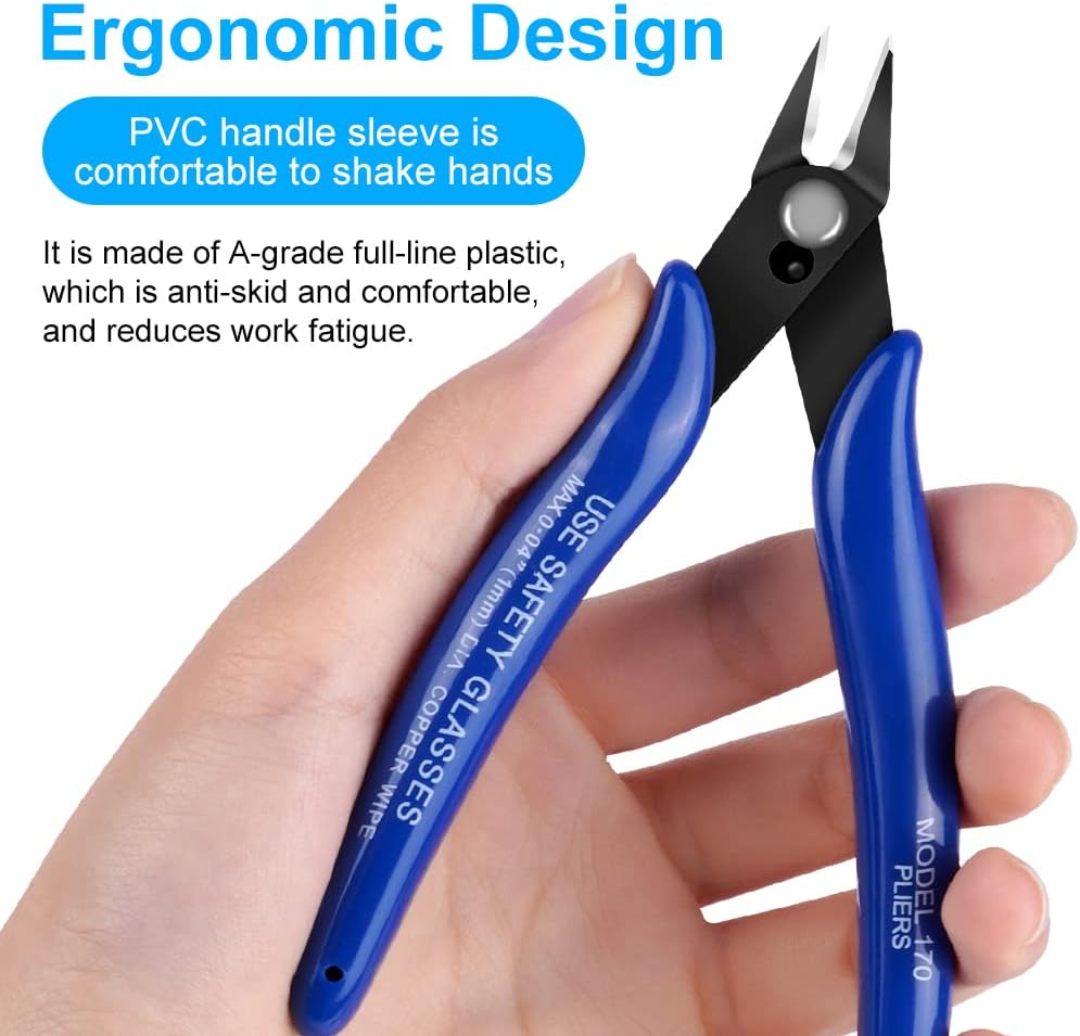 Wire Cutters, Spring-loaded Side Cutters Flush Cutters, Diagonal Cutters Precision Side Cutters, Diagonal Cutting Pliers in CRV Steel, Heavy Duty Cutting Pliers for Electrical, Homes