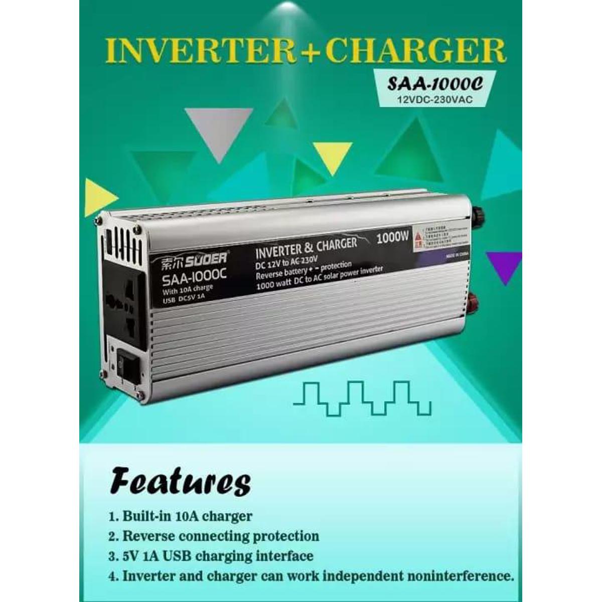 1000W 2-in-1 Power Inverter+ Solar Power Battery Charger