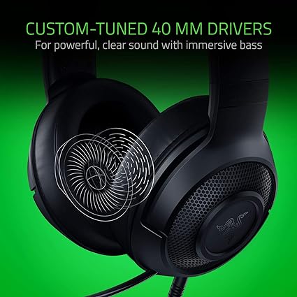 Razer Kraken X Ultralight Gaming Headset: 7.1 Surround Sound - Lightweight Aluminum Frame - Bendable Cardioid Microphone - for PC, PS4, PS5, Switch, Xbox One, Xbox Series X|S, Mobile - Black Open Box Used