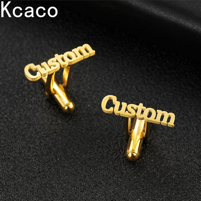 Stainless Steel Custom Engraved Name Initials Cufflinks Men's Buttons Wedding Gifts For Men New Shirt Letter Cufflinks Cuff-Name Jewelry Name Cufflinks With New Styles and Premium Quality For Mens