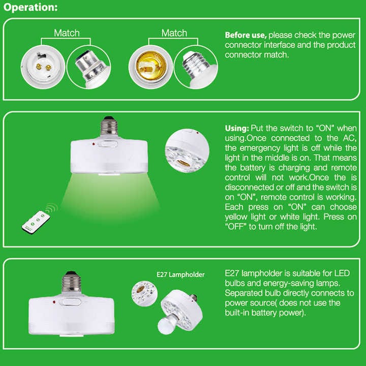 DP 30 LEDs Rechargeable Bulb With Remote B22 (Pin Base) & E27 (chori base) your choice for varition