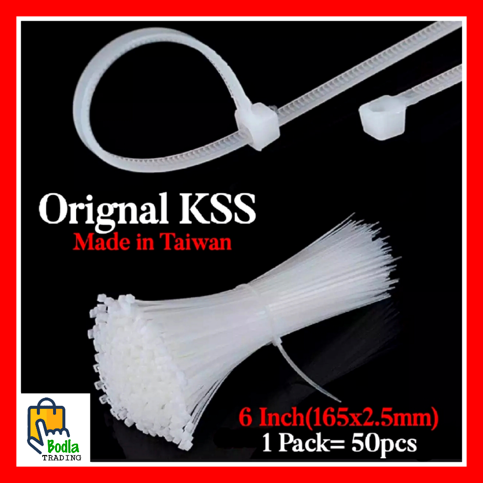 50 Pcs Pack Orignal KSS Taiwan Nylon Cable Zip Ties 4",6",8",10",12" inch Size High Quality