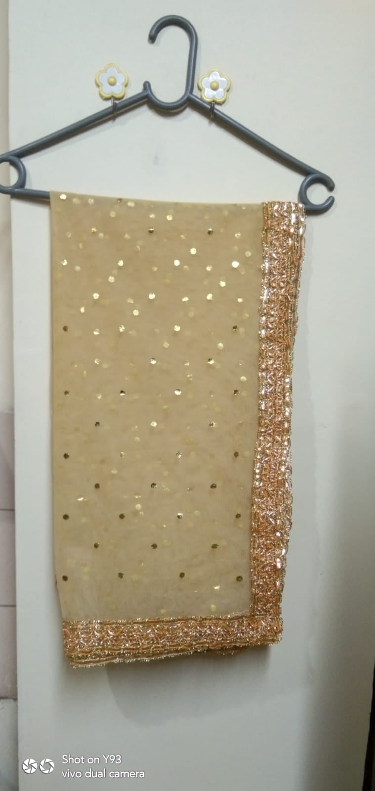 Net Dupatta with 4-Side Gota Lace | Dyeable with Golden Border | Available in Black, Red, White & More Colors | For Women & Girls