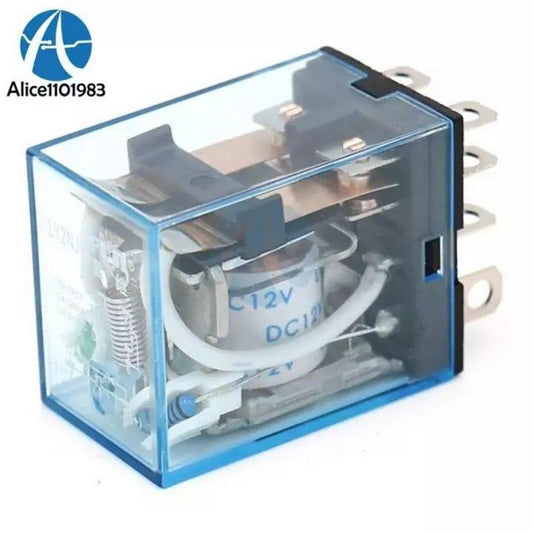 Transparent Shell Relay DC 12V 10A Coil Power Relay LY2NJ Small Relay Omron Module DPDT 8 Pin LED Lamp Indication