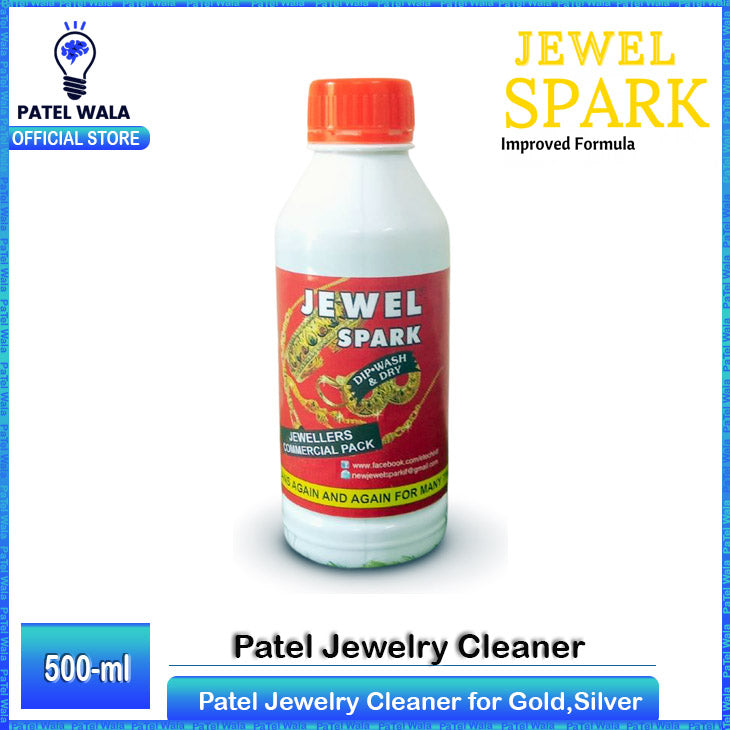 Patel Jewelry Cleaner for Gold, Diamond, Platinum, Silver & Precious Stones - Anti-Tarnish Liquid Cleaning Solution with Brush, Basket & Polishing Cloth - Restores Shine & Brilliance (100ml, 200ml, 500ml) - Safe, Gentle & Reusable for Deep Jewelry Cleanin