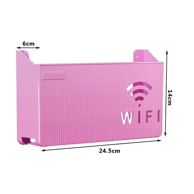 (Pink) Wall-mounted router box Office Media Decor Console Wifi box Wireless storage boxes Rack Bracket Hangings Wall Shelf TV Box Router Shelf  WiFi Stand Cord-less Phone Stand Wall Mount Wall Shelf Floating Media Shelf TV DVD Android Box Holder Stand