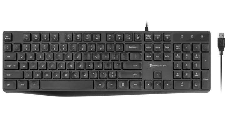 X9 Performance Wired Keyboard - Ultra Slim Full Size Ergonomic Computer Keyboard - Basic USB Keyboard for PC Desktop, Laptop with 5ft Corded Wire, 104 Quiet Keys, 14 Shortcuts, and Kickstand PATELWALA