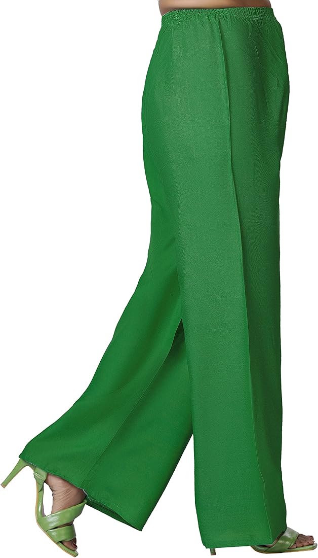 100% Pure & Soft Viscos Rayon Palazzo Trousers for Women Bottom Adult Pajama Pant Viscose Palazzo Pants Regular Fit Flared Palazoo Pants Daily Use Stylish Plain Plazoo Trendz Cotton Viscose Loose Fit Flared Wide Leg Palazzo Plazo - (Free Size)