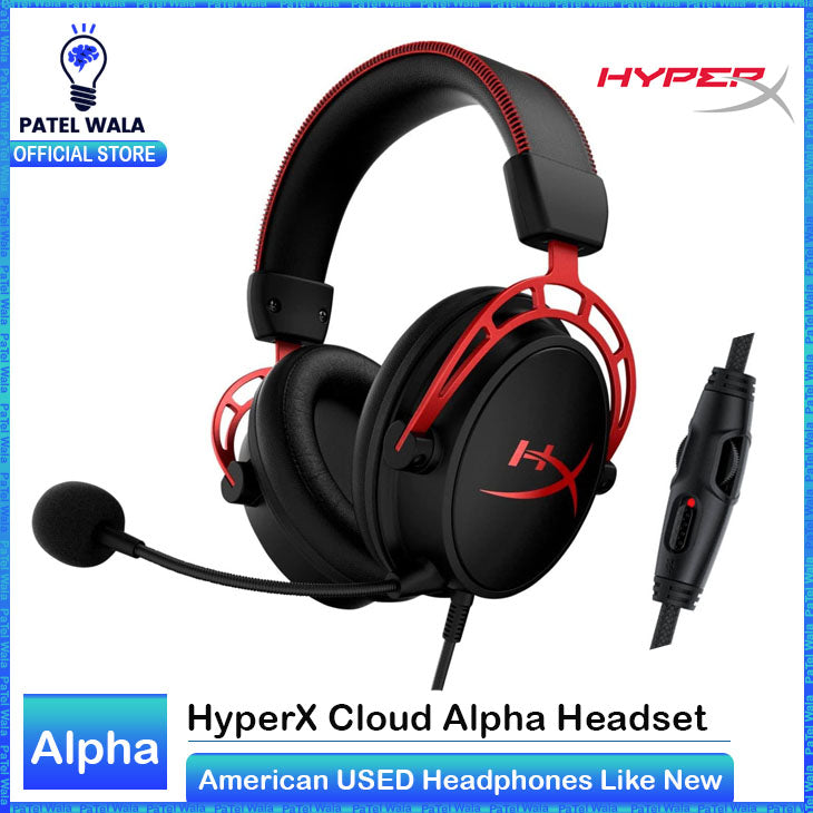 HyperX Cloud Alpha Gaming Headset - Dual Chamber Drivers, Detachable Mic, Aluminum Frame, Legendary Comfort, Compatible with PC, PS4, PS5, Xbox, Switch & Mobile – Red (No Box, American Used)