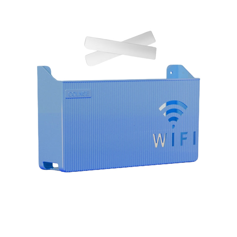 (BLUE) Wall-mounted router box Office Media Decor Console Wifi box Wireless storage boxes Rack Bracket Hangings Wall Shelf TV Box Router Shelf  WiFi Stand Cord-less Phone Stand Wall Mount Wall Shelf Floating Media Shelf TV DVD Android Box Holder Stand