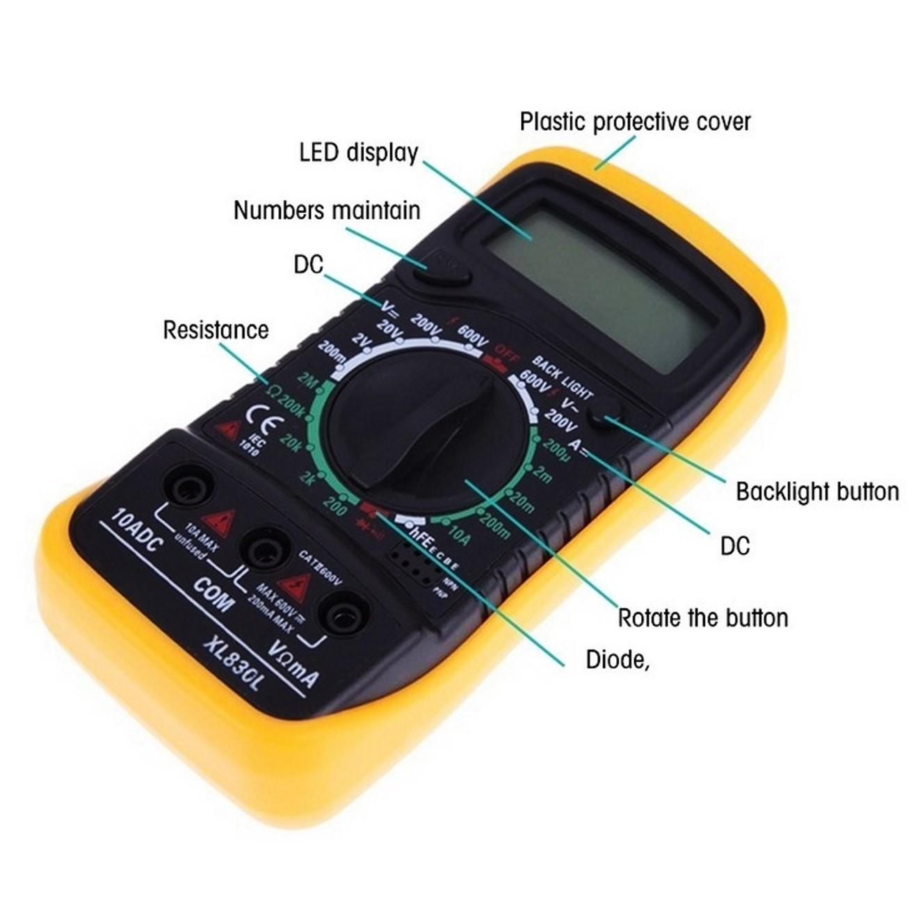 Electric Digital Multi Meter New Digital Multimeter  Volt Meter Ammeter Ohmmeter Yellow Tester Yellow