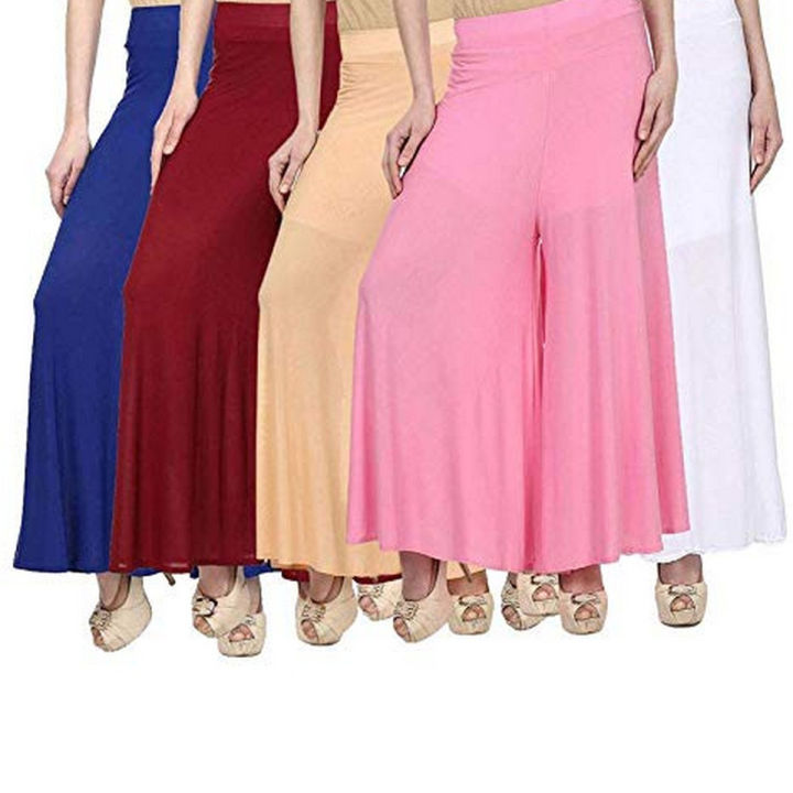 100% Pure & Soft Viscos Rayon Palazzo Trousers for Women Bottom Adult Pajama Pant Viscose Palazzo Pants Regular Fit Flared Palazoo Pants Daily Use Stylish Plain Plazoo Trendz Cotton Viscose Loose Fit Flared Wide Leg Palazzo Plazo - (Free Size)