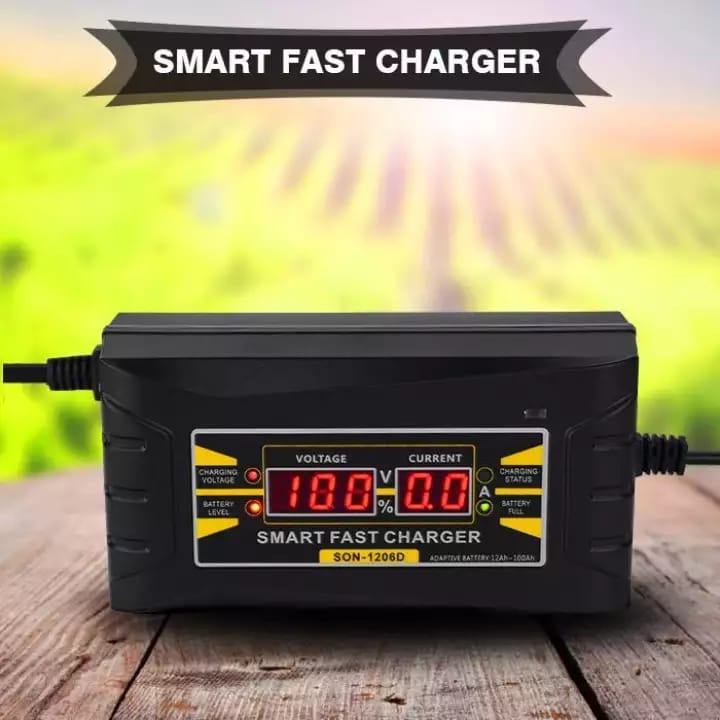 12V 6A Automatic Smart Fast Car Battery Charger Power Supply with Display Screen EU Plug