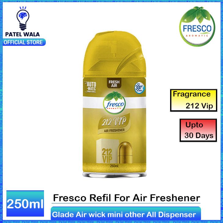 Fresco Airwick Automatic Air Freshener Spray | Fresh VIP 212 Refill | 250ML Universal Refill for Other Dispensers ~ Patel-wala