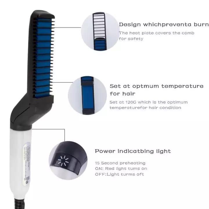 Multifunctional Hair Comb Brush Beard Straightener Hair Straighten Straightening Comb Hair Curler Quick Hair Styler For Men