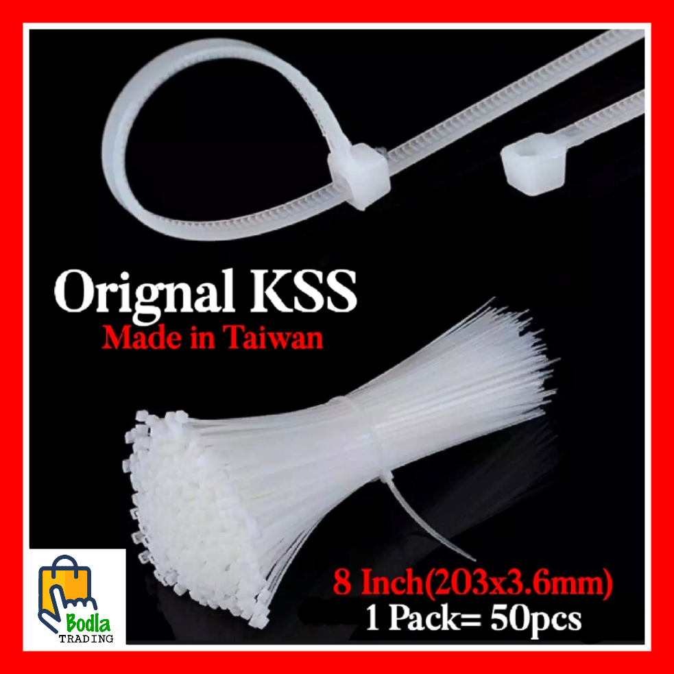 50 Pcs Pack Orignal KSS Taiwan Nylon Cable Zip Ties 4",6",8",10",12" inch Size High Quality