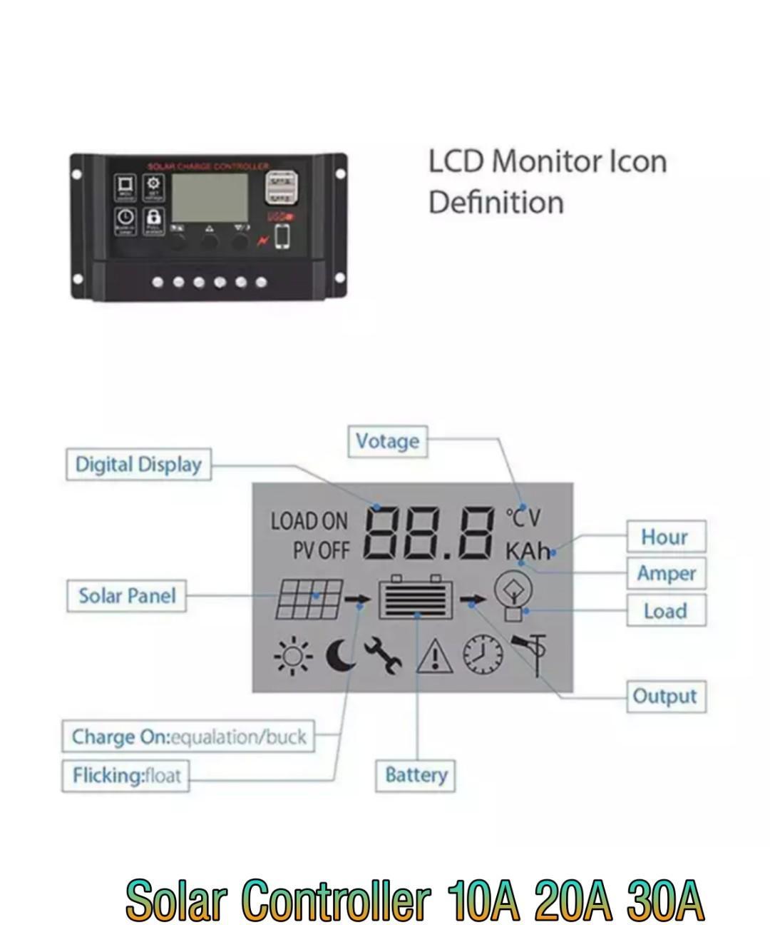 PWM Solar regulator 30A 20A 10A 12V/24V Solar Controller Regulator Charge Battery Safe Protection