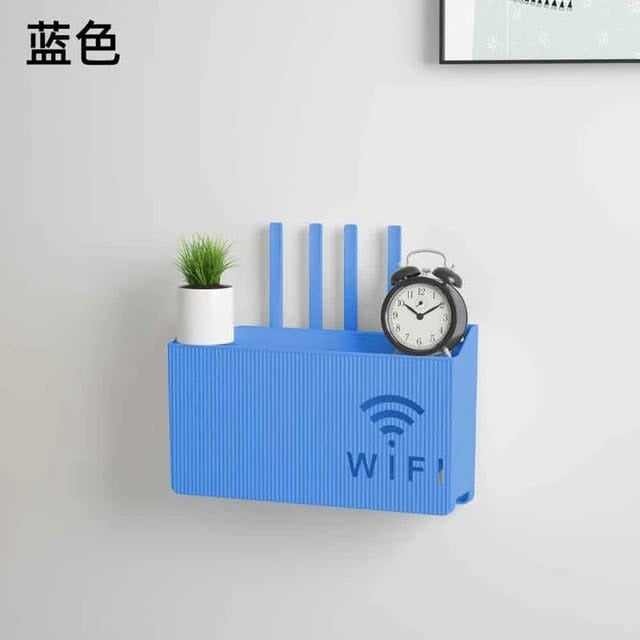 (BLUE) Wall-mounted router box Office Media Decor Console Wifi box Wireless storage boxes Rack Bracket Hangings Wall Shelf TV Box Router Shelf  WiFi Stand Cord-less Phone Stand Wall Mount Wall Shelf Floating Media Shelf TV DVD Android Box Holder Stand