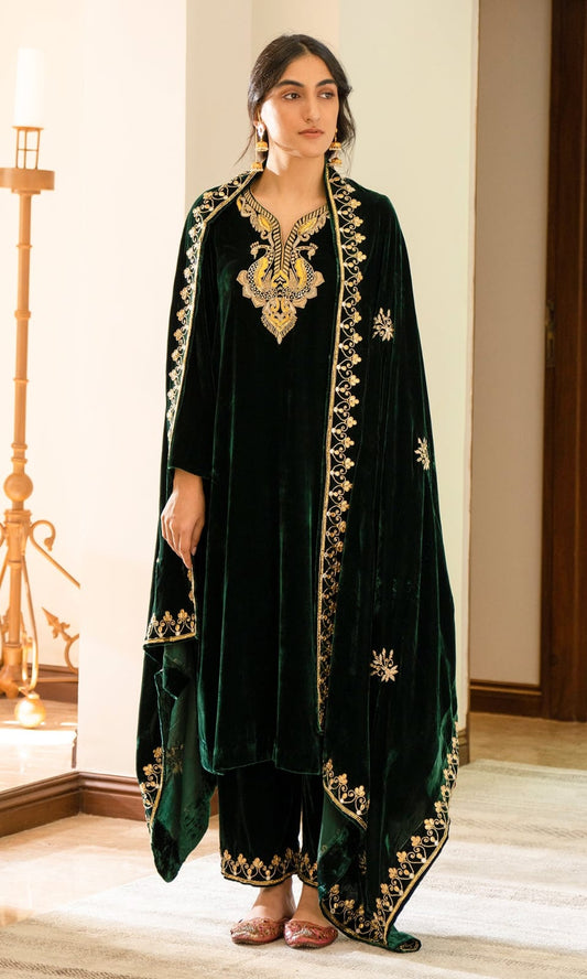 Luxury Velvet Embroidered Sequence Multiple Designs Winter Shawls For Women