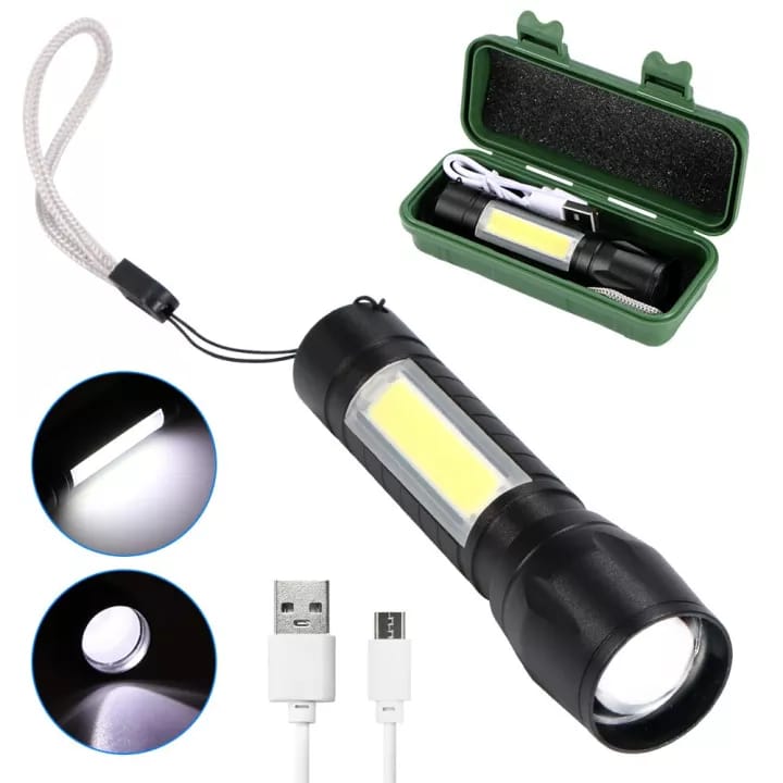 Portable Mini Led Flashlight Zoom Torch Built In Battery USB Rechargeable Lamp Adjustable Retractable Penlight For Outdoor