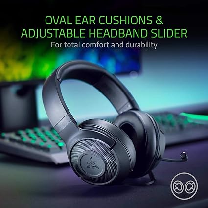 Razer Kraken X Ultralight Gaming Headset: 7.1 Surround Sound - Lightweight Aluminum Frame - Bendable Cardioid Microphone - for PC, PS4, PS5, Switch, Xbox One, Xbox Series X|S, Mobile - Black Open Box Used