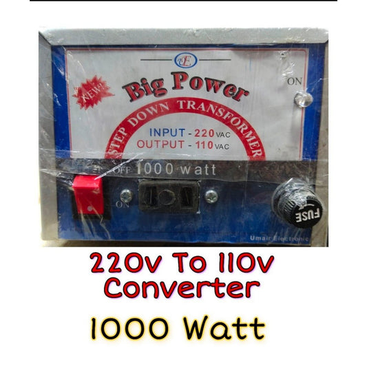 Voltage Converter 220V to 110V 1000w Watts for Imported Electrical Appliances 220 to 110 or 230 to 110 with 6 Months Warranty HiGh Quality Product