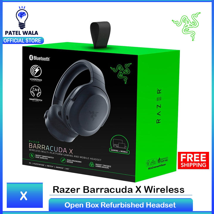 Razer Barracuda X Wireless Gaming & Mobile Headset (PC, Playstation, Switch, Android, iOS): 2.4GHz Wireless + Bluetooth - Lightweight - 40mm Drivers - Detachable Mic - 50 Hr Battery - Black