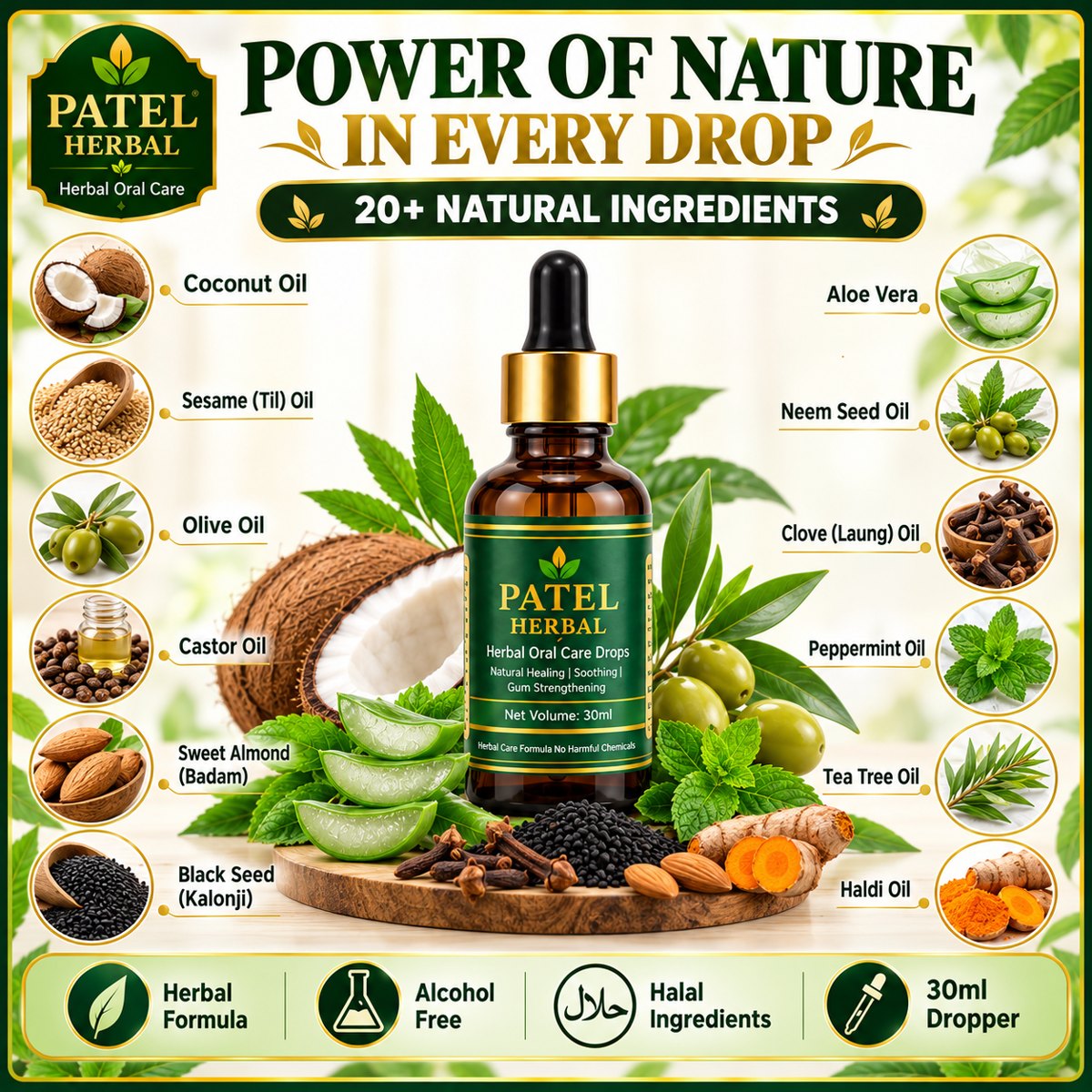 Patel Herbal Mouth Opener Kit – Jaw Exercise Tool + Herbal Oral Care Oil