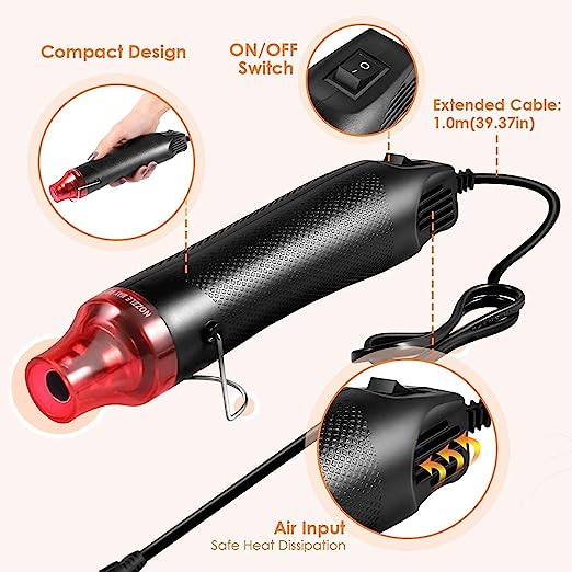 220V 300W New Hot Air Heat Gun - Handheld Mini Electric Heat Tool Sealer, Multi-Function