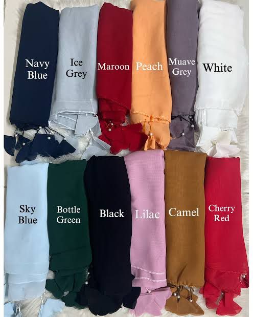 Premium Quality Chiffon Stoler with Tassels - Elegant Hijab Scarf