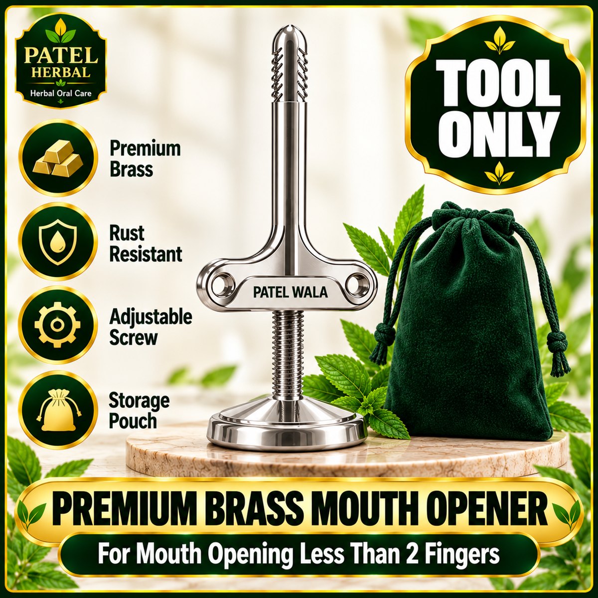 Patel Herbal Mouth Opener Kit – Jaw Exercise Tool + Herbal Oral Care Oil