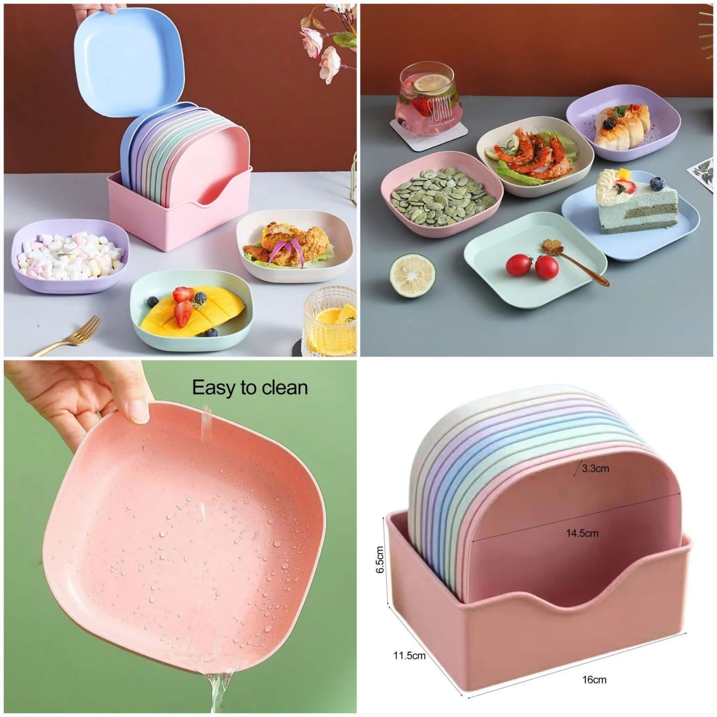 10 Pcs Plate Set With Holder | For Picnic And Parties