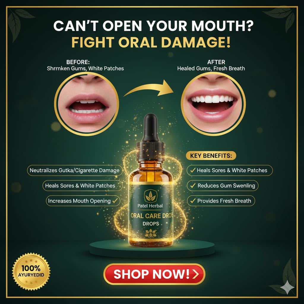 Patel Herbal Healing Drops – Fast Relief for Mouth Sores, White Patches, Gutka/Supari Damage, Gum Swelling & Dry Mouth