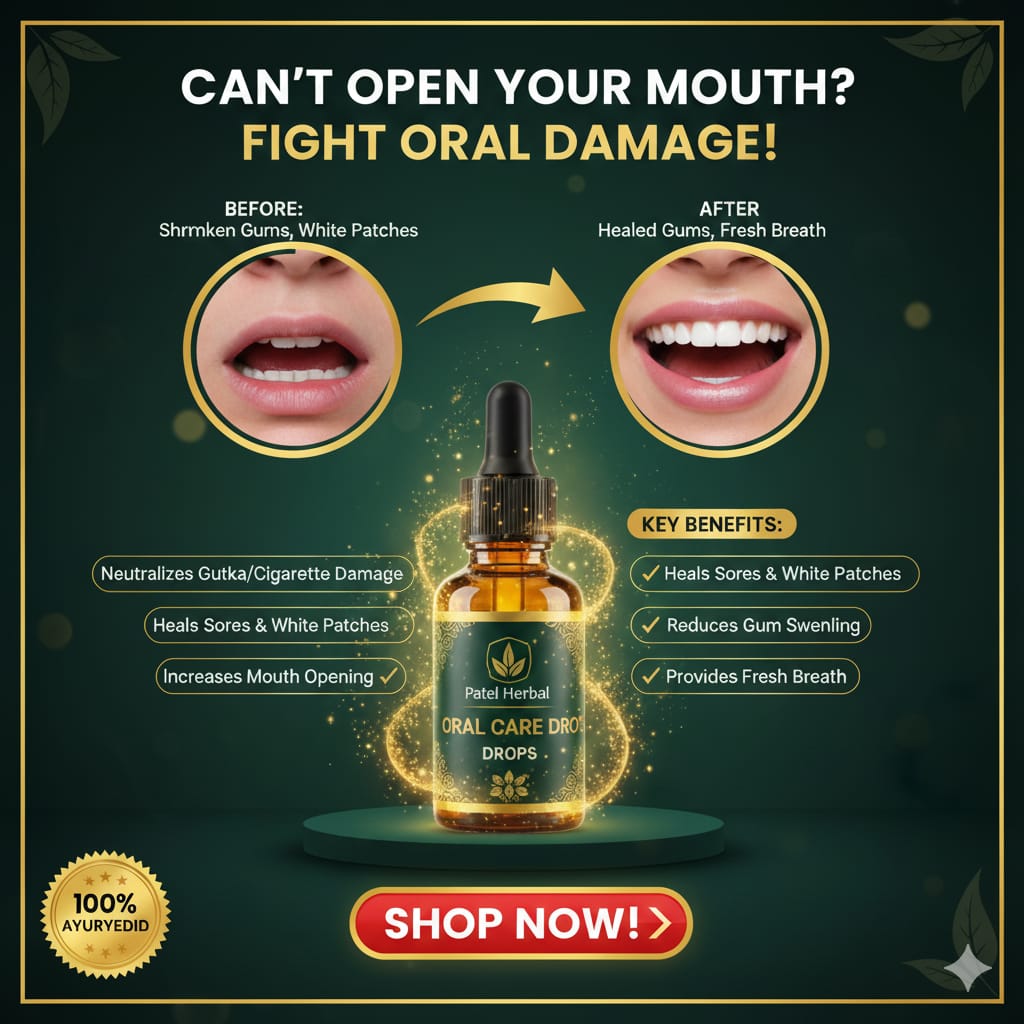 Patel Herbal Healing Drops – Fast Relief for Mouth Sores, White Patches, Gutka/Supari Damage, Gum Swelling & Dry Mouth